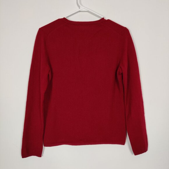 Lord & Taylor Women's 100% Cashmere V-neck Red Sweater Size Medium Quiet Luxury - Picture 3 of 8